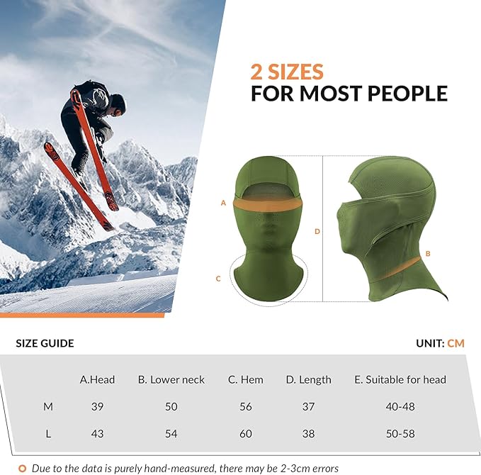 Qunature Sturmhaube Balaclava Winter Skimaske Winddichte Atmungsaktive Gesichtsmaske M/L für Outdoor-Sports Skifahren Radfahren Snowboarden Motorradfahren Damen/Herren