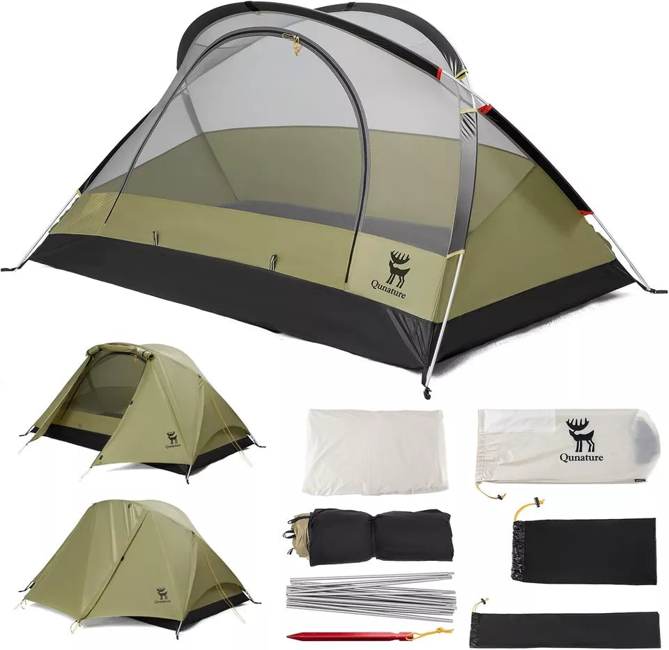 Qunature Campingzelt für 2 Personen Rucksackzelt Wasserdicht Zelt mit X-Struktur