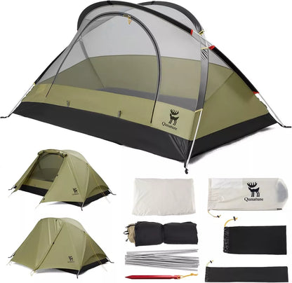 Qunature Campingzelt für 2 Personen Rucksackzelt Wasserdicht Zelt mit X-Struktur