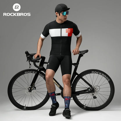 ROCKBROS Herren Radtrikot Kurzarm im Colorblock-Design