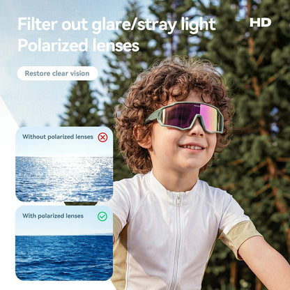 ROCKBROS Kinder Fahrrad Sonnenbrille - Polarisiert/Photochrom mit UV400 Schutz