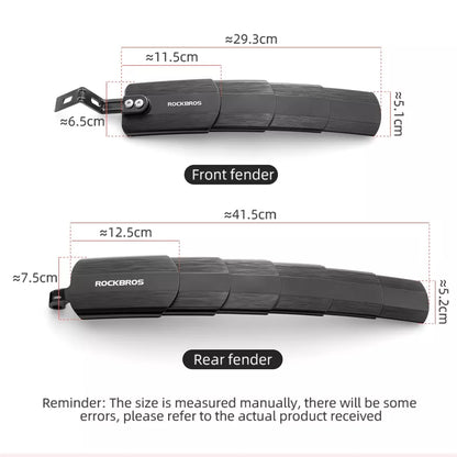 ROCKBROS Fahrrad Schutzblech Set vorn + hinten für 24-29 Zoll versenkbar verstellbar