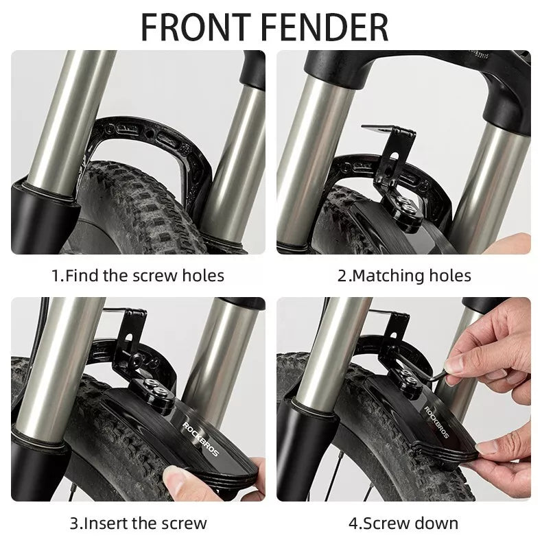 ROCKBROS Fahrrad Schutzblech Set vorn + hinten für 24-29 Zoll versenkbar verstellbar