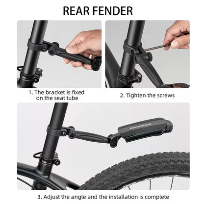 ROCKBROS Fahrrad Schutzblech Set vorn + hinten für 24-29 Zoll versenkbar verstellbar