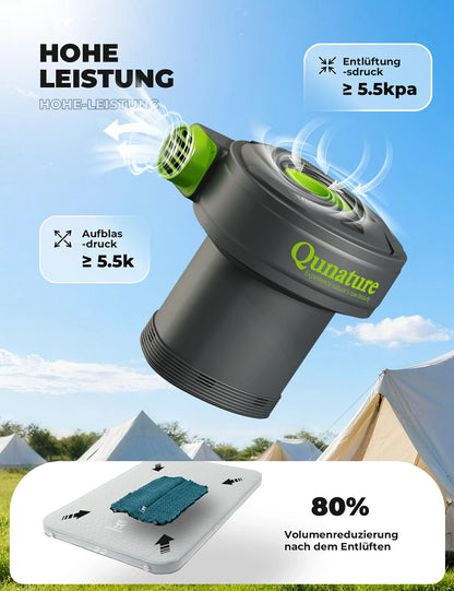Elektrische Luftpumpe 2 in 1 Aufblasbar und Ablassen 2000 mAh Wiederaufladbar Akku Qunature