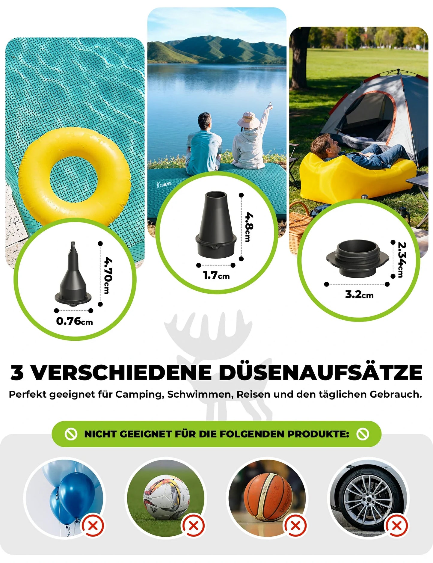 Elektrische Luftpumpe 2 in 1 Aufblasbar und Ablassen 2000 mAh Wiederaufladbar Akku Qunature