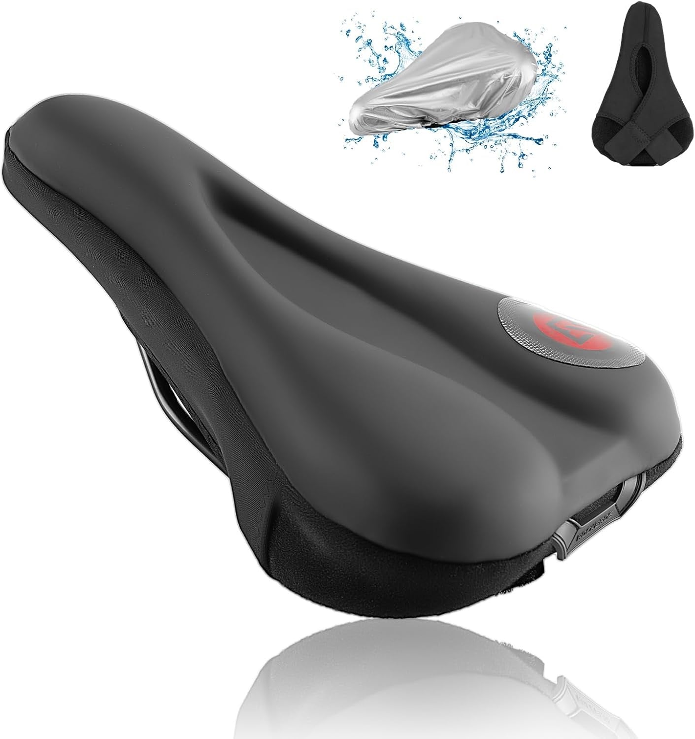 ROCKBROS Gel Sattelbezug Fahrrad Fahrradsattel Gelüberzug Gepolsterter Fahrradsitz mit wasserdichtem Sattelschutz für Männer und Frauen 28cm x 17,5cm Blau/Rot