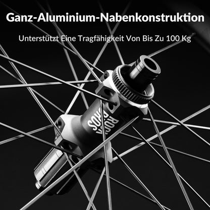 700C Carbon Laufradsatz 38mm Scheibenbremse Steckachse Laufrad Set für Rennrad ROCKBROS