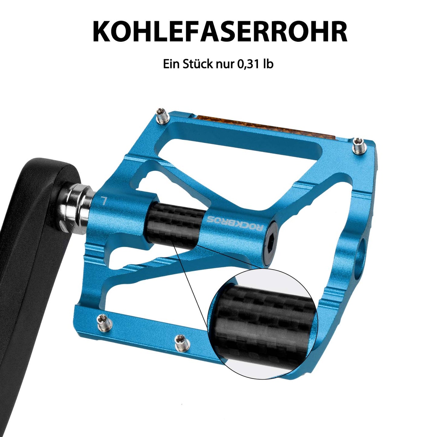 Alu Fahrradpedale 9/16 Zoll mit zwei PVC Reflektoren ROCKBROS