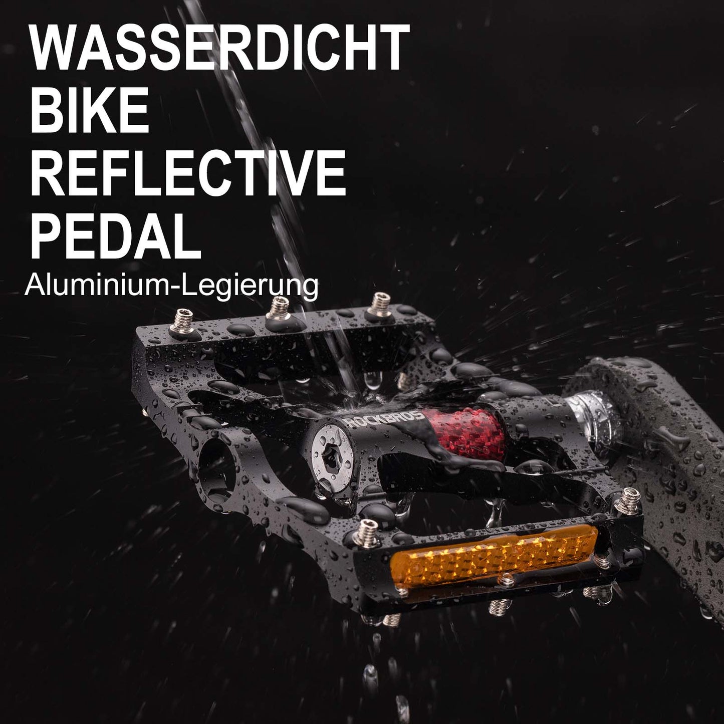 Alu Fahrradpedale 9/16 Zoll mit zwei PVC Reflektoren ROCKBROS