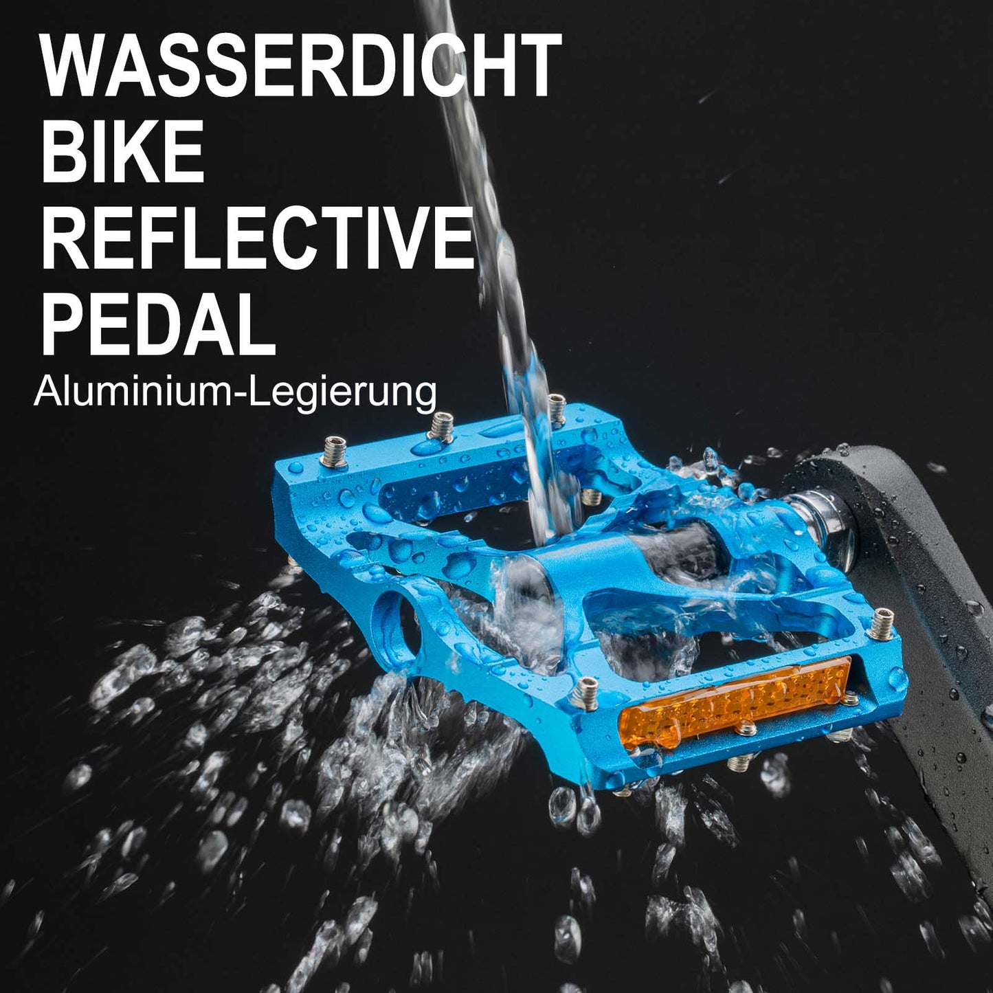 Alu Fahrradpedale 9/16 Zoll mit zwei PVC Reflektoren ROCKBROS