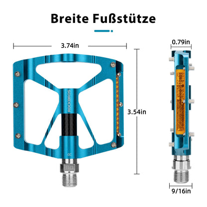 Alu Fahrradpedale 9/16 Zoll mit zwei PVC Reflektoren ROCKBROS