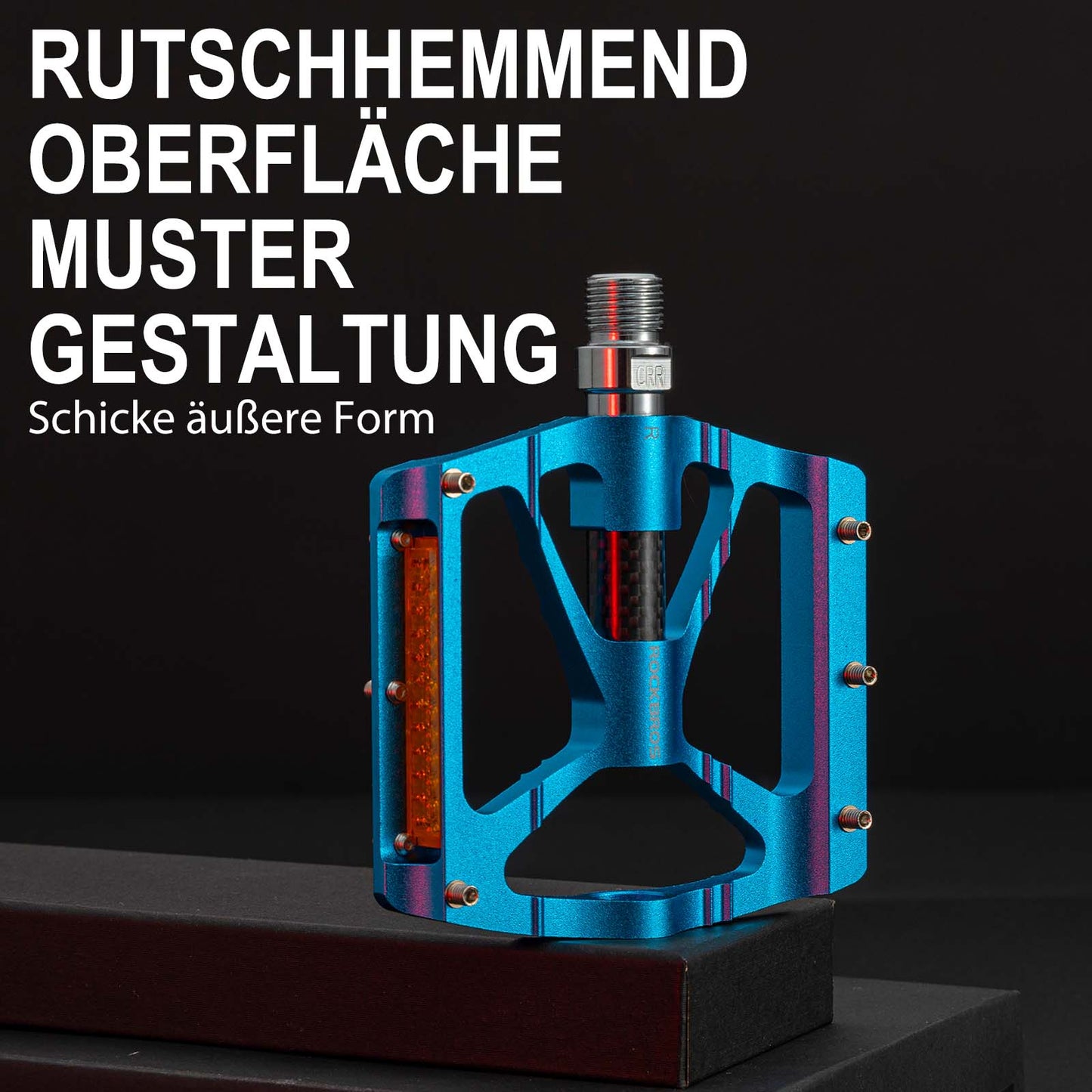 Alu Fahrradpedale 9/16 Zoll mit zwei PVC Reflektoren ROCKBROS