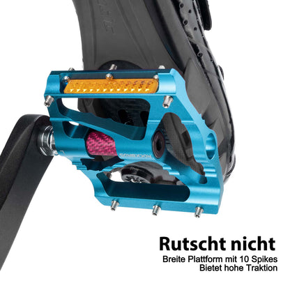 Alu Fahrradpedale 9/16 Zoll mit zwei PVC Reflektoren ROCKBROS
