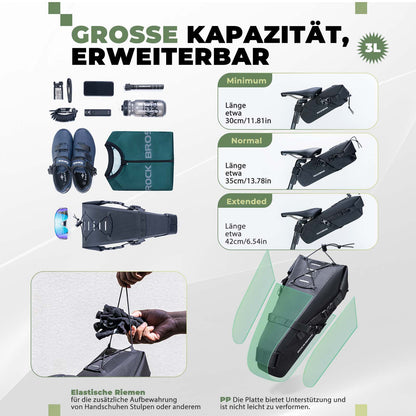 Bikepacking Satteltasche 3 Liter 100% Wasserdicht TPU Gewebe ROCKBROS