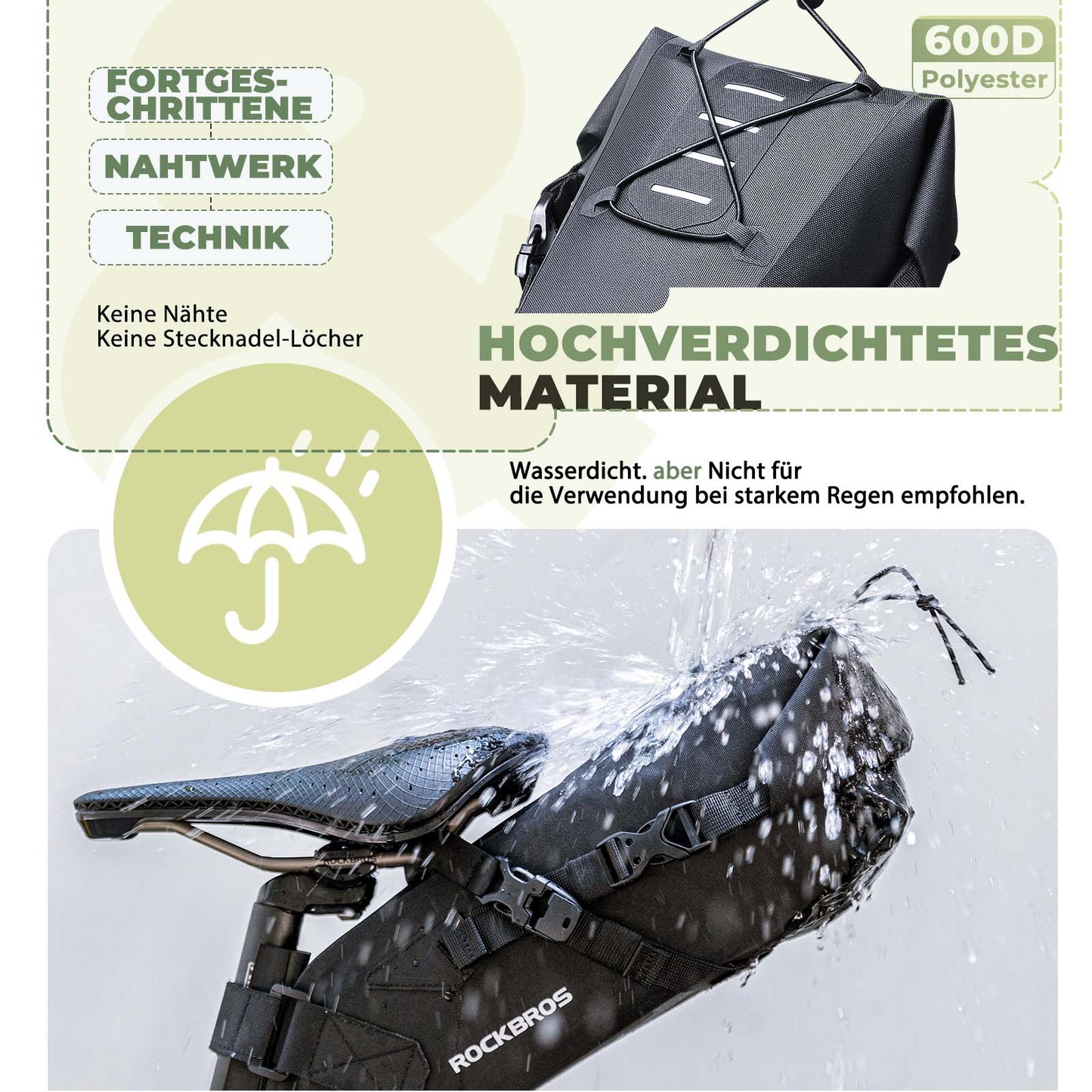 Bikepacking Satteltasche 3 Liter 100% Wasserdicht TPU Gewebe ROCKBROS
