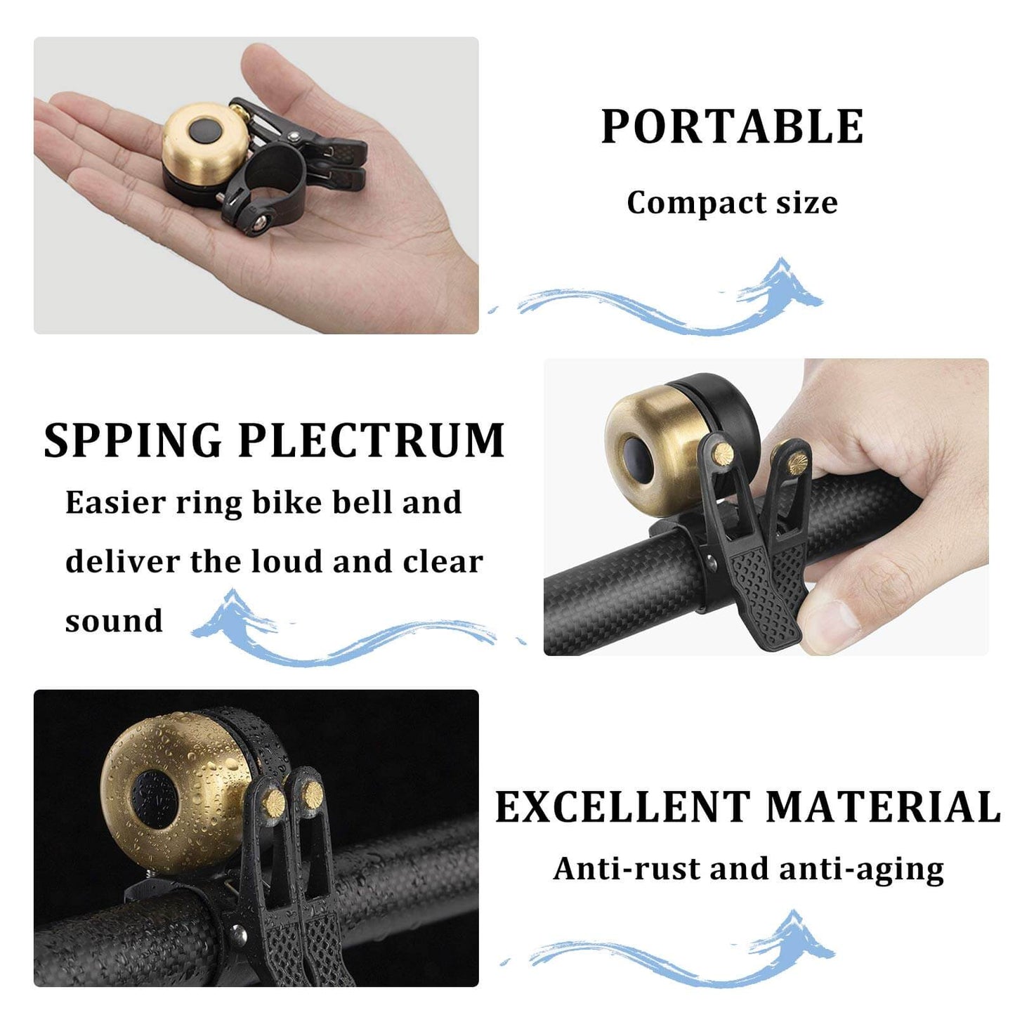 Classic Brass Fahrradklingel Mini Fahrradglocken 1-2 Ringtone ROCKBROS