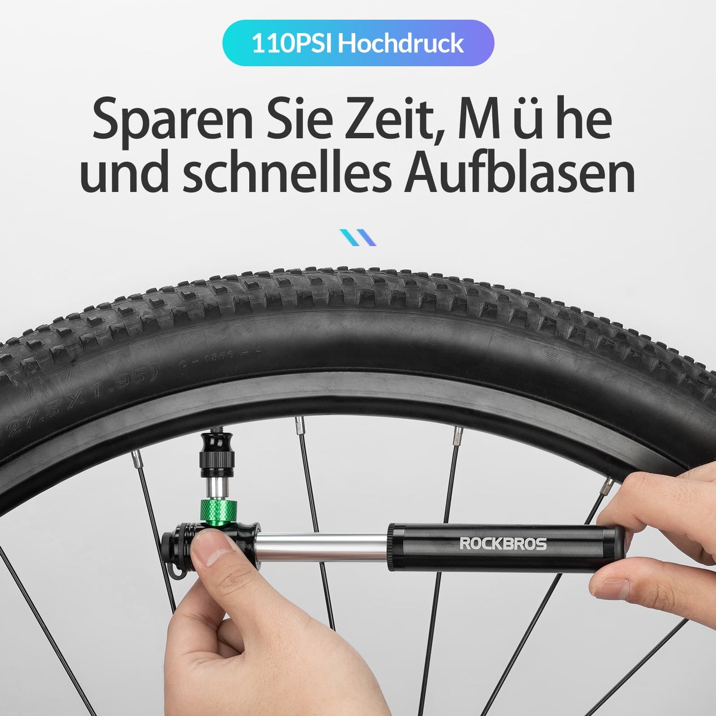 CO2 Fahrradpumpe 110 PSI Aluminium Minipumpe Schwarz ROCKBROS