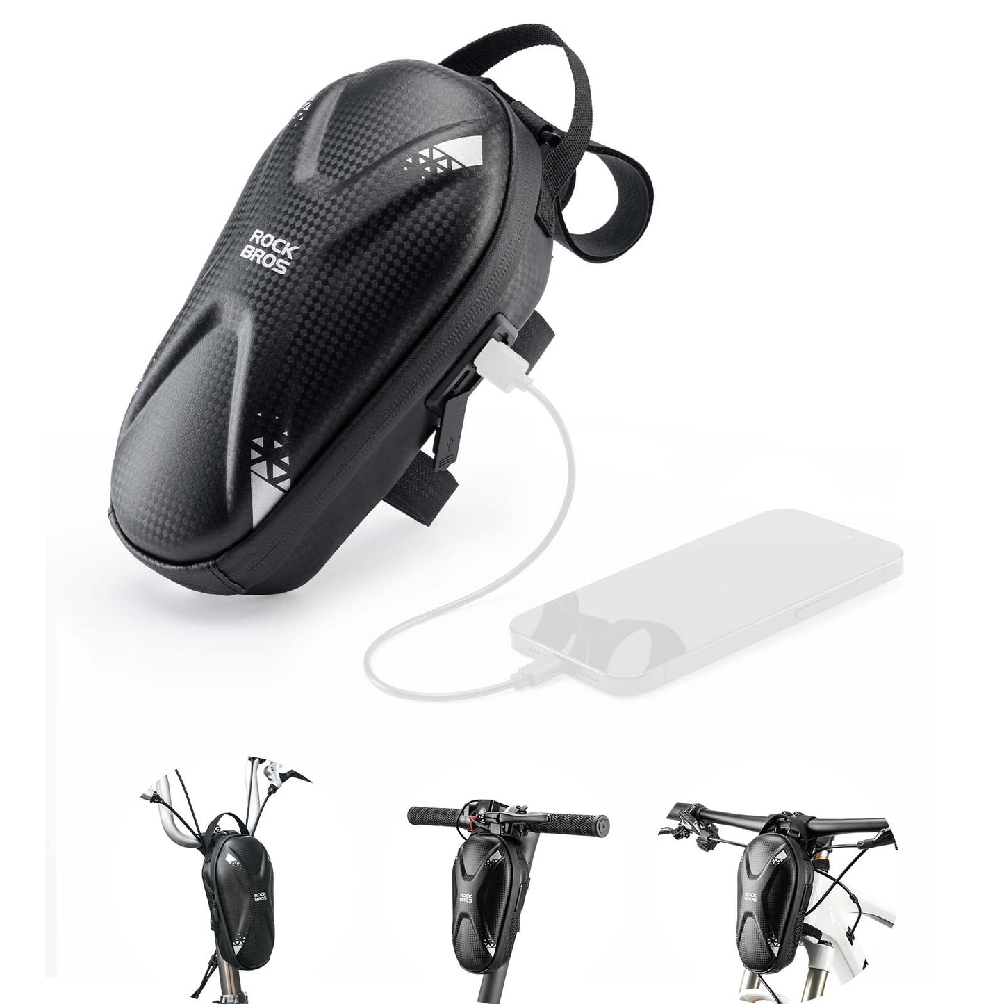 E Scooter Lenkertasche Wasserdicht Vordertasche mit USB-Anschlüsse ROCKBROS