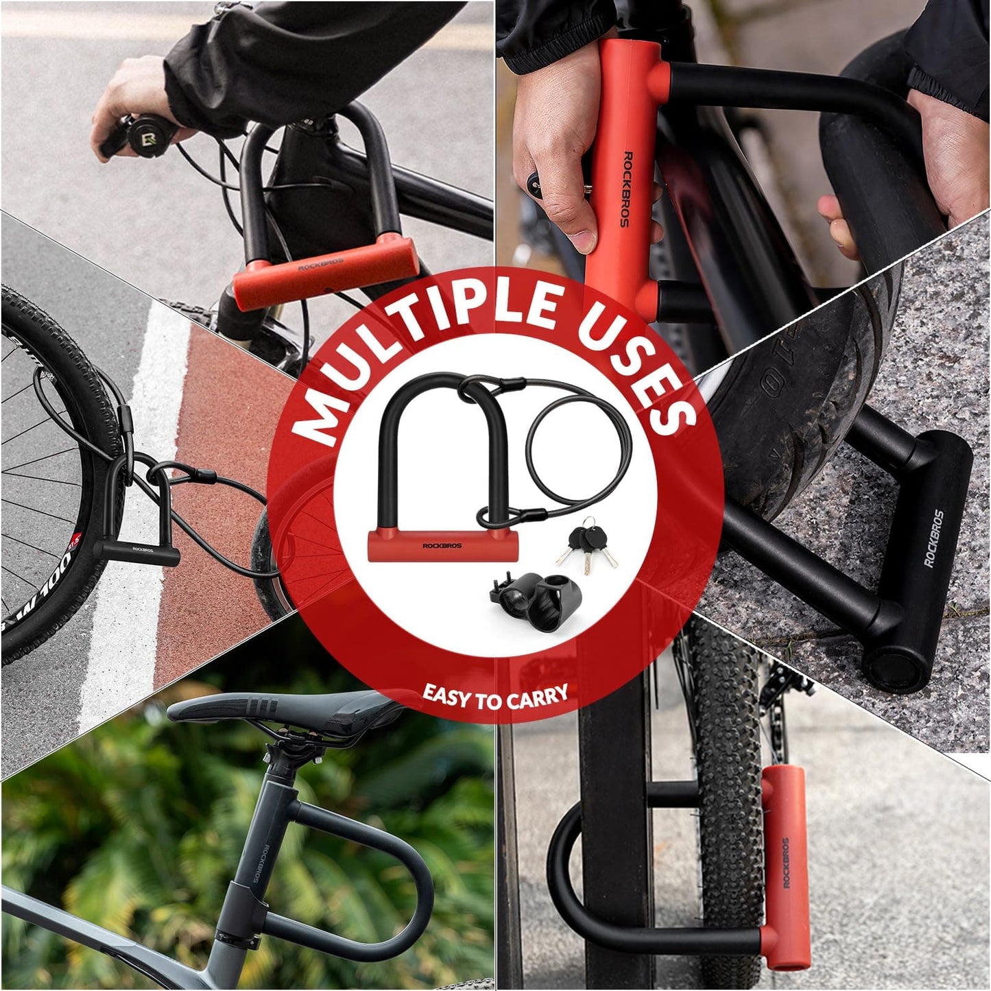 Fahrrad Bügelschloss für Fahrräder & Motorräder aus legiertem ROCKBROS