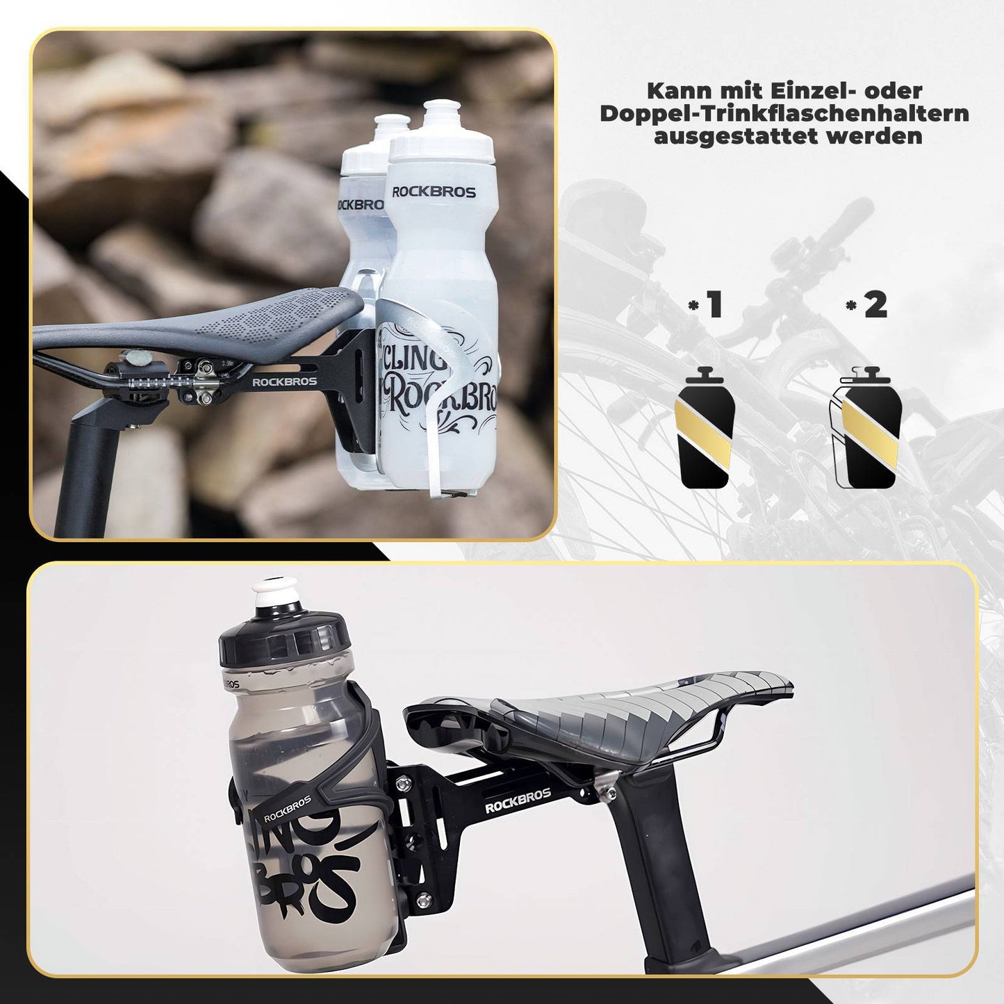 Fahrrad Flaschenhalter Adapter Aluminum Einstellbar Halterung ROCKBROS