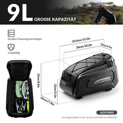 Fahrrad Gepäckträgertasche Wasserdicht 9L mit Regenschutz und Schultergurt ROCKBROS