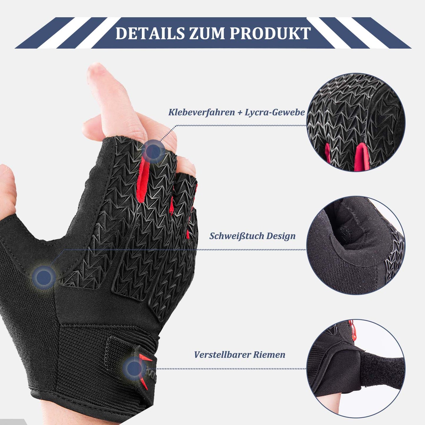 Fahrrad Handschuhe Damen Herren Halbfinger Fahrradhandschuhe ROCKBROS