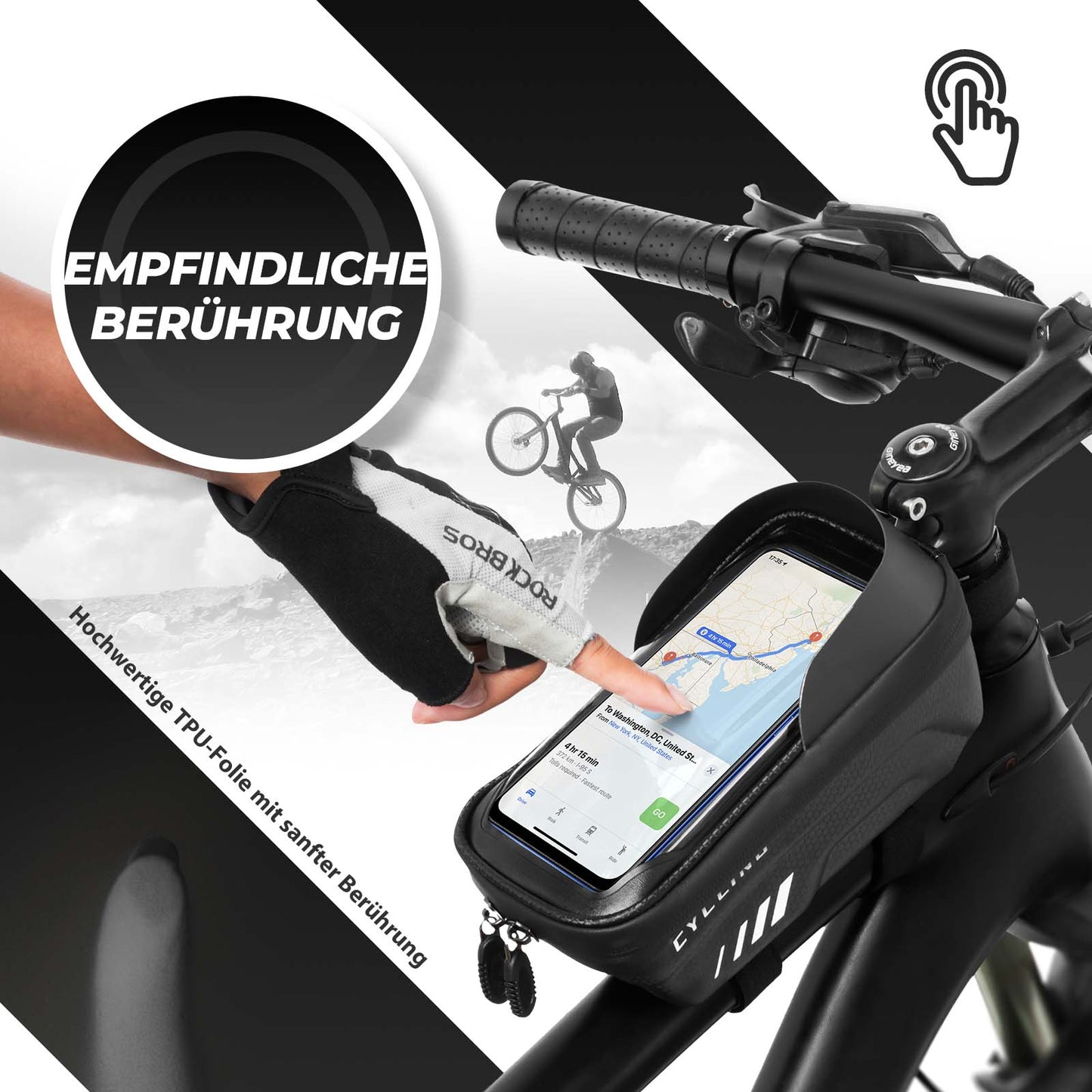 Fahrrad Handytasche Handyhalterung Touchscreen-fähig 6.7 Zoll ROCKBROS