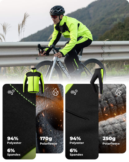 Fahrrad Jacke & Hose Winter Fahrradanzug Leuchtendes Grün ROCKBROS