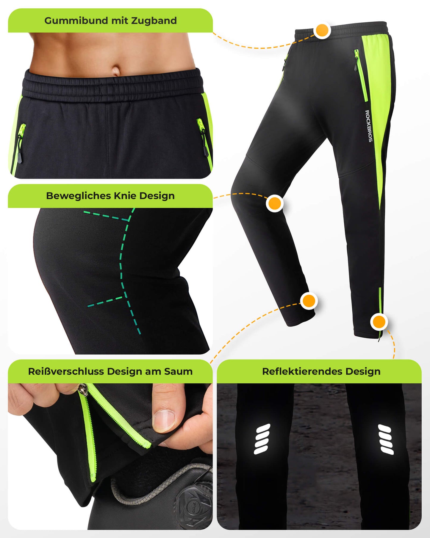 Fahrrad Jacke & Hose Winter Fahrradanzug Leuchtendes Grün ROCKBROS