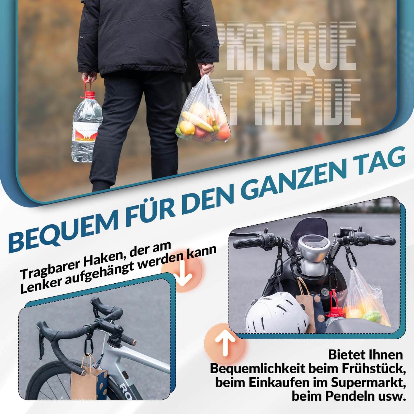 Fahrrad Karabinerhaken Multifunktional mit Strapazierfähigem Gurt ROCKBROS