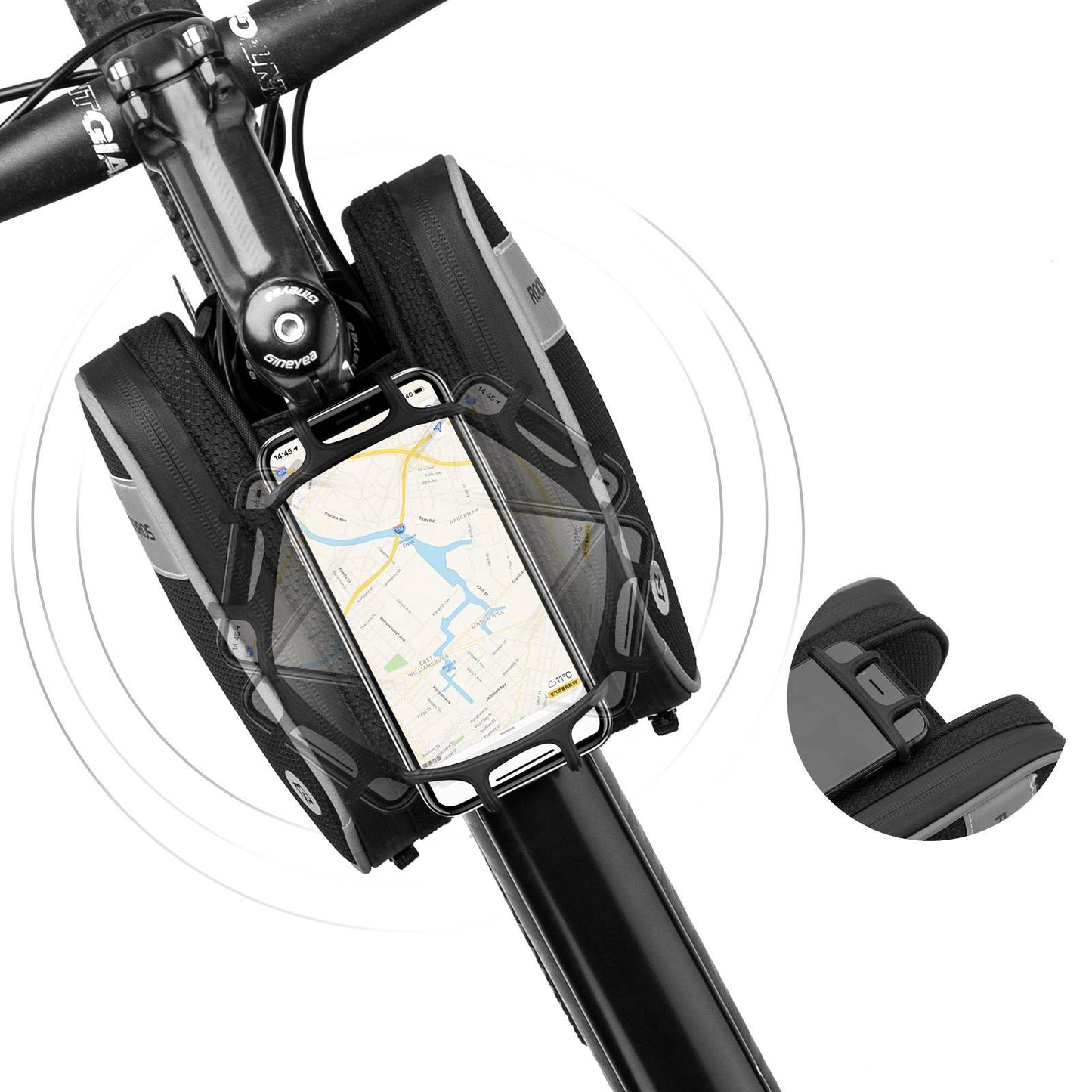 Fahrrad Rahmentasche mit 360° drehbare Handyhalter 1,5 L BK ROCKBROS