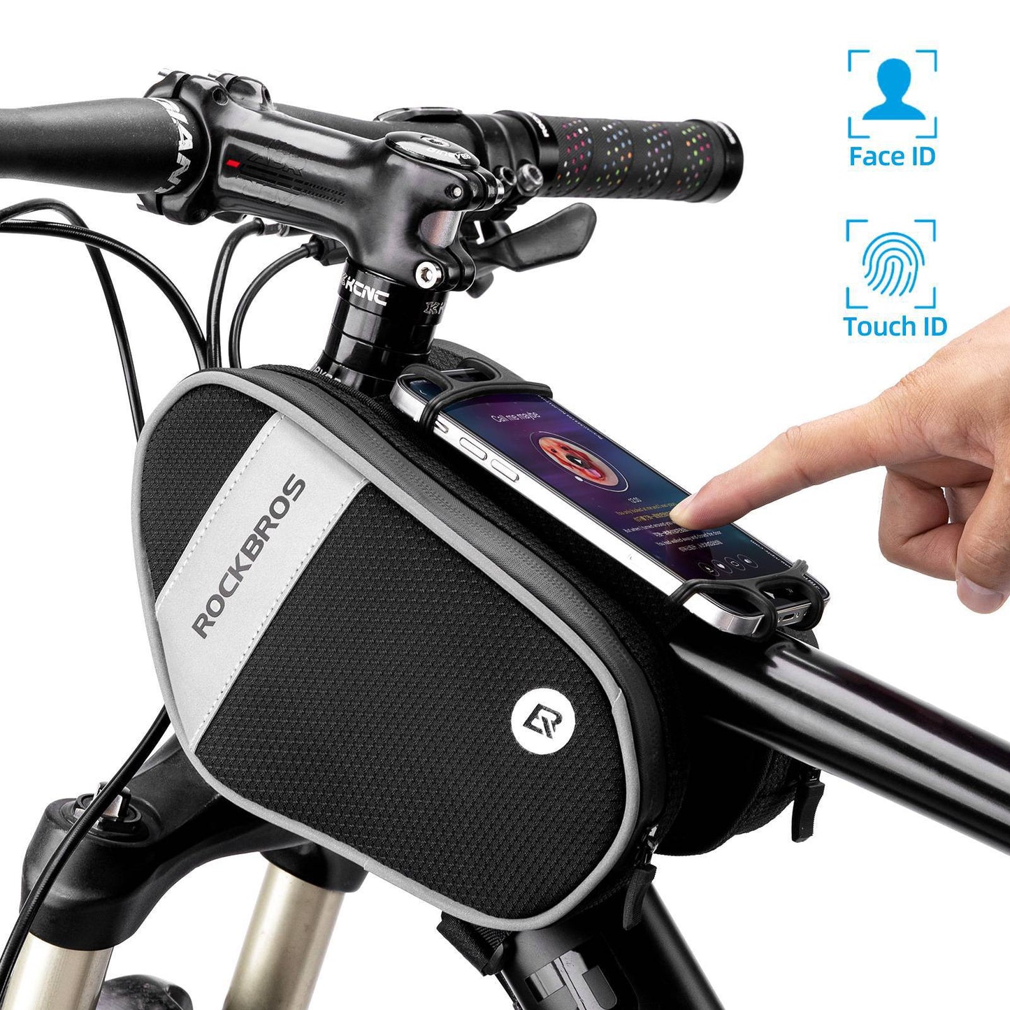 Fahrrad Rahmentasche mit 360° drehbare Handyhalter 1,5 L BK ROCKBROS