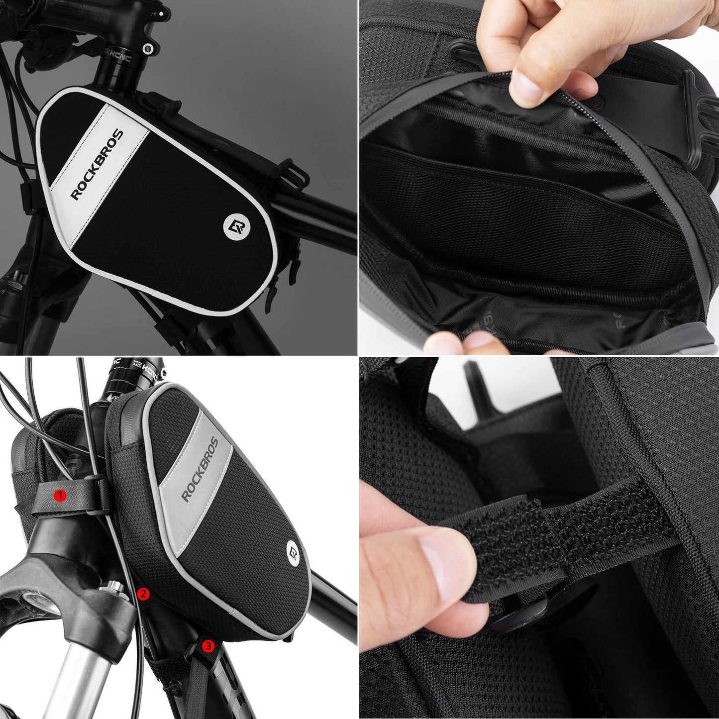 Fahrrad Rahmentasche mit 360° drehbare Handyhalter 1,5 L BK ROCKBROS