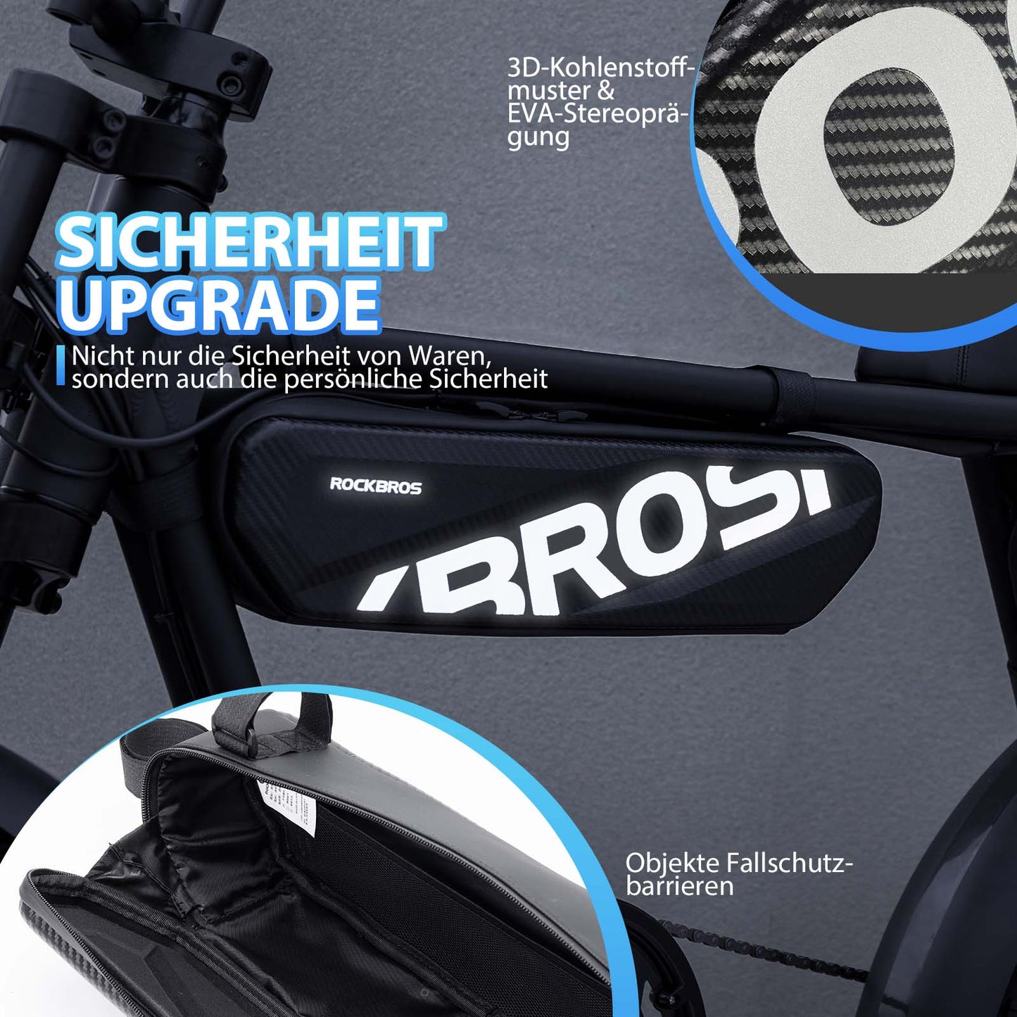 Fahrrad Rahmentasche Wasserdicht Oberrohr Tasche 4.5L Schwarz ROCKBROS