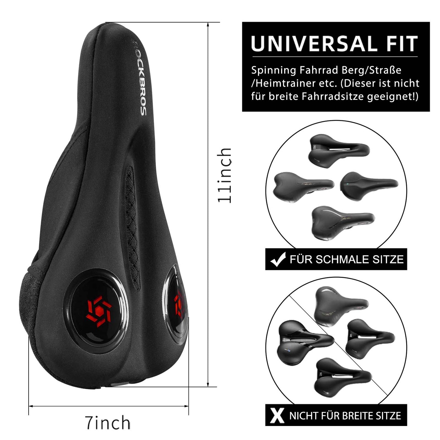 Fahrrad Sattelbezug Gel Sattel Überzug Schwarz ROCKBROS