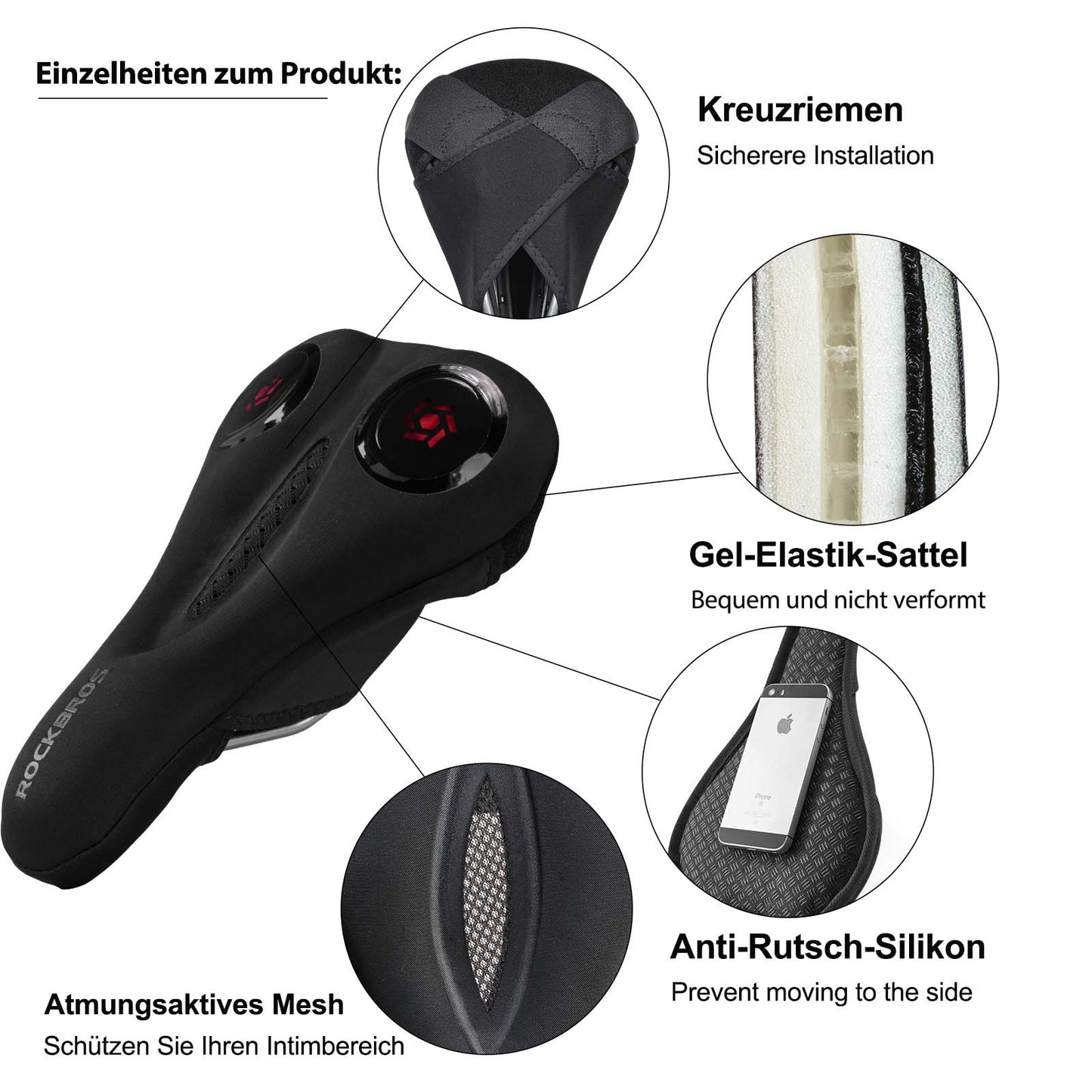 Fahrrad Sattelbezug Gel Sattel Überzug Schwarz ROCKBROS
