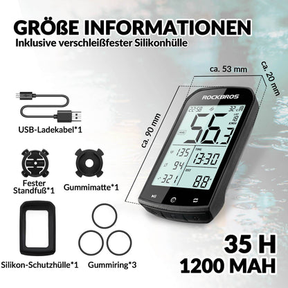 Fahrradcomputer Kabellos GPS wasserdicht Tachometer und Kilometerzähler ROCKBROS