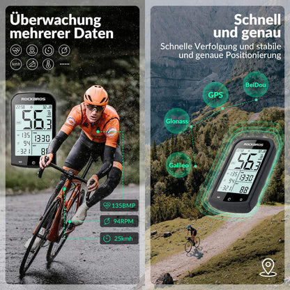 Fahrradcomputer Kabellos GPS wasserdicht Tachometer und Kilometerzähler ROCKBROS