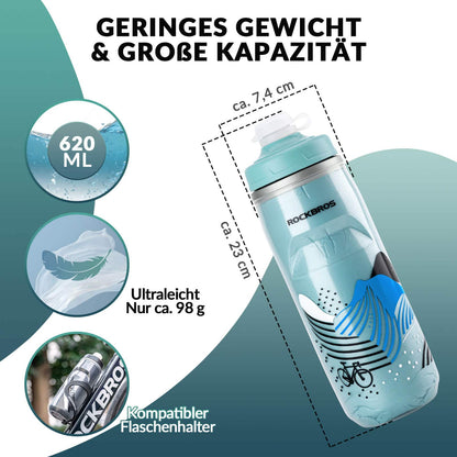 Fahrradflasche 620 ml Sportflasche mit 5 Stunden Kühlhaltefunktion ROCKBROS