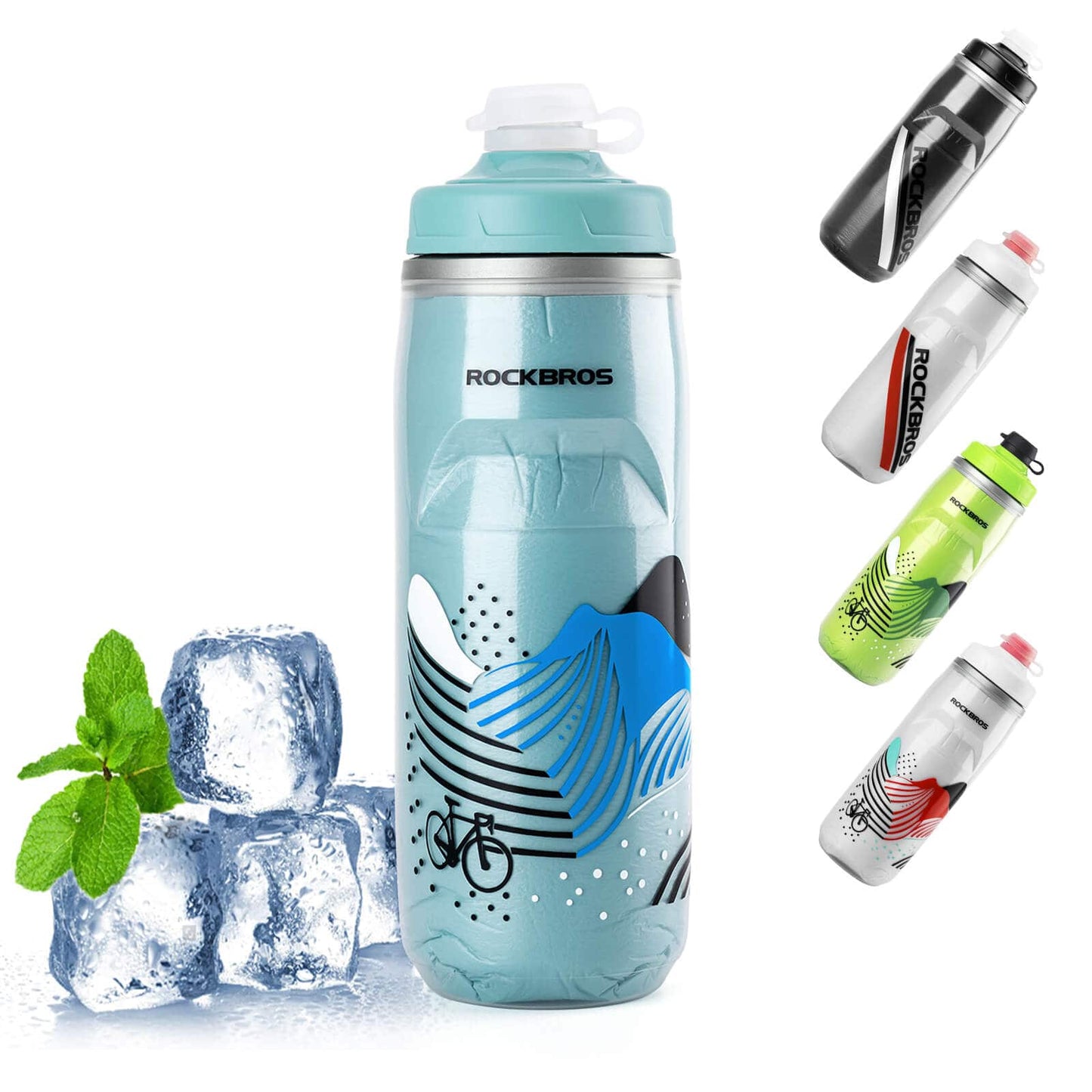 Fahrradflasche 620 ml Sportflasche mit 5 Stunden Kühlhaltefunktion ROCKBROS