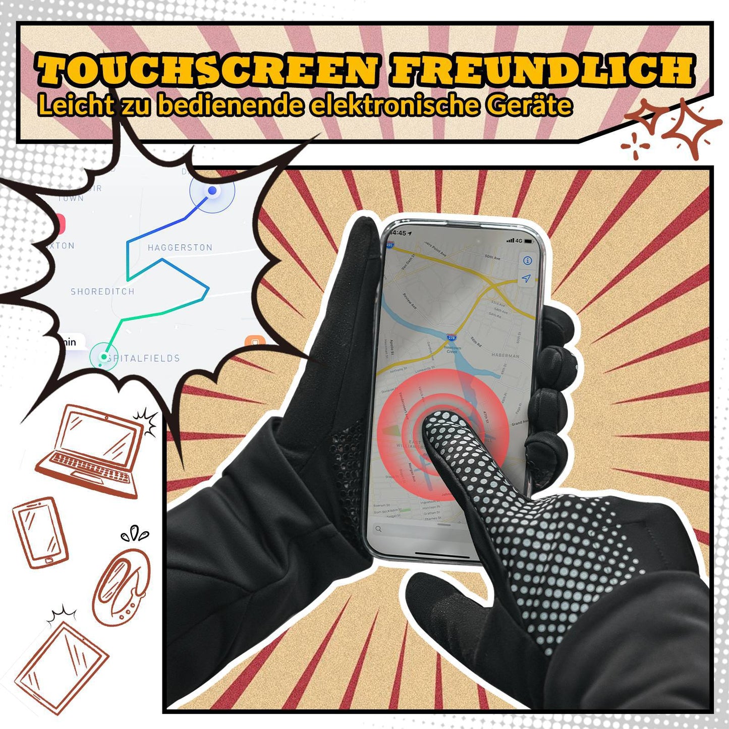 Fahrradhandschuhe Touchscreen Radsport-Handschuhe Winddicht ROCKBROS