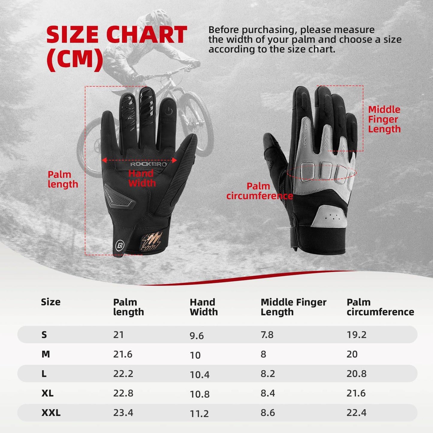 Fahrradhandschuhe Winter Herbst Herren MTB Stoßdämpfend Handschuhe ROCKBROS