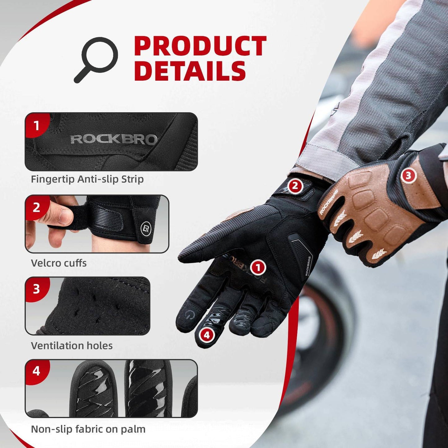Fahrradhandschuhe Winter Herbst Herren MTB Stoßdämpfend Handschuhe ROCKBROS