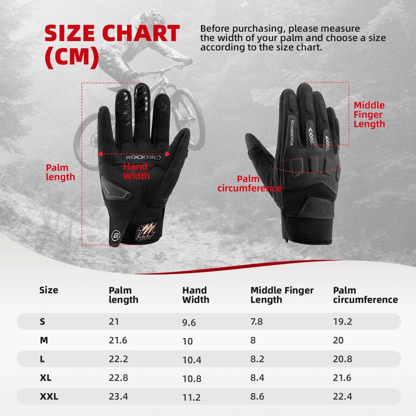Fahrradhandschuhe Winter Herbst Herren MTB Stoßdämpfend Handschuhe ROCKBROS