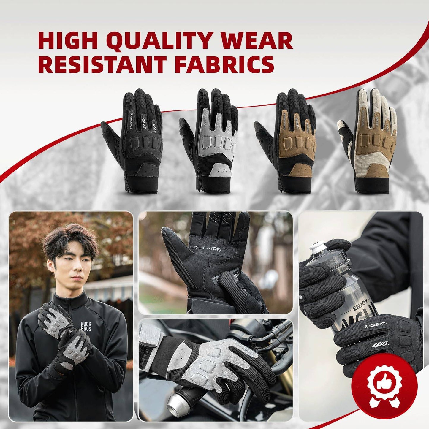 Fahrradhandschuhe Winter Herbst Herren MTB Stoßdämpfend Handschuhe ROCKBROS