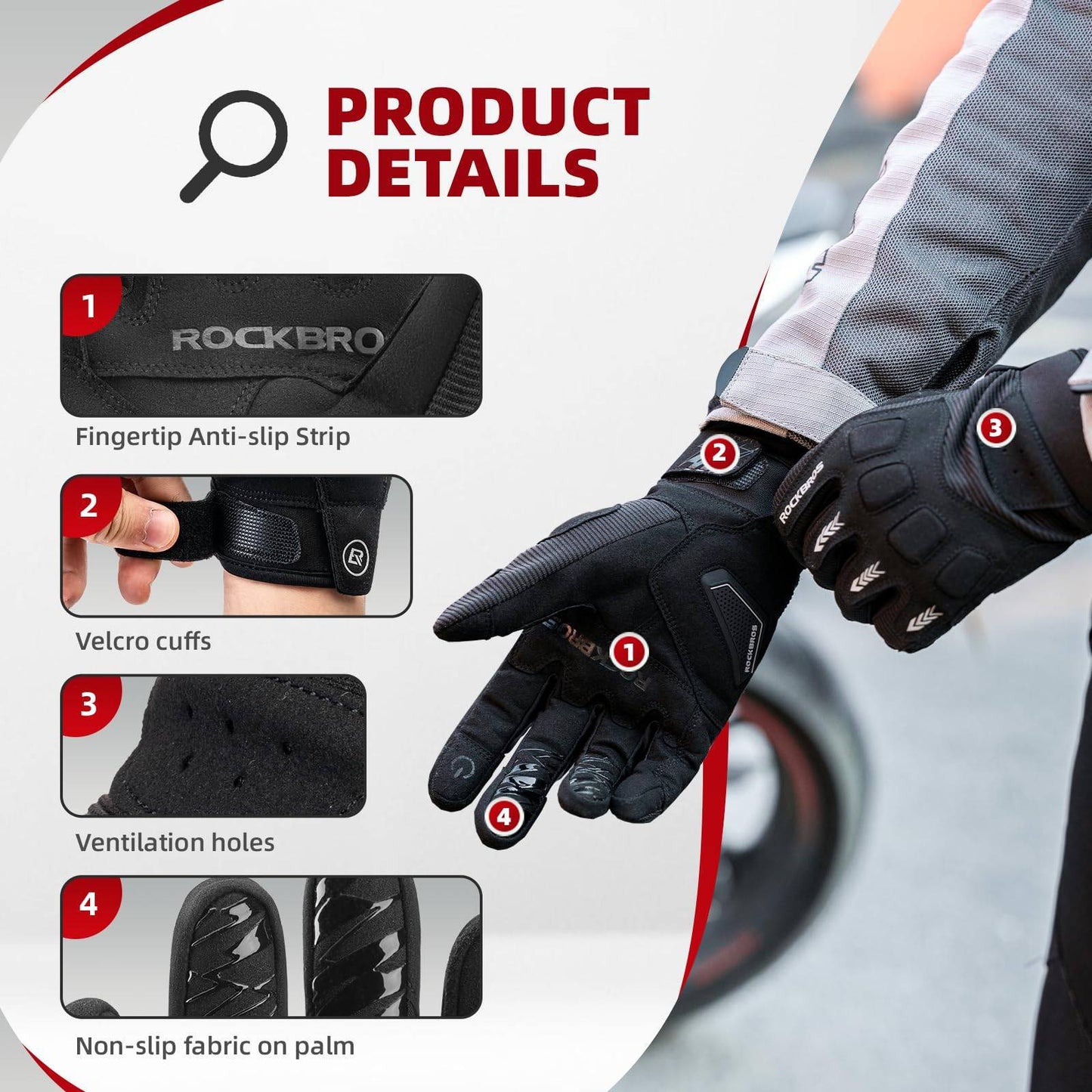 Fahrradhandschuhe Winter Herbst Herren MTB Stoßdämpfend Handschuhe ROCKBROS