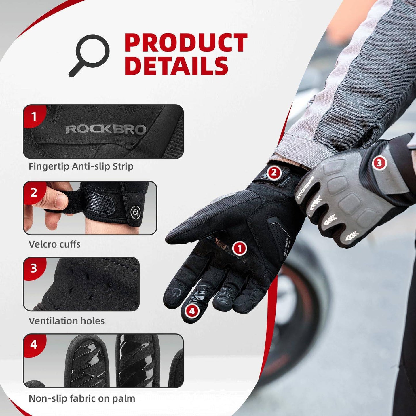 Fahrradhandschuhe Winter Herbst Herren MTB Stoßdämpfend Handschuhe ROCKBROS
