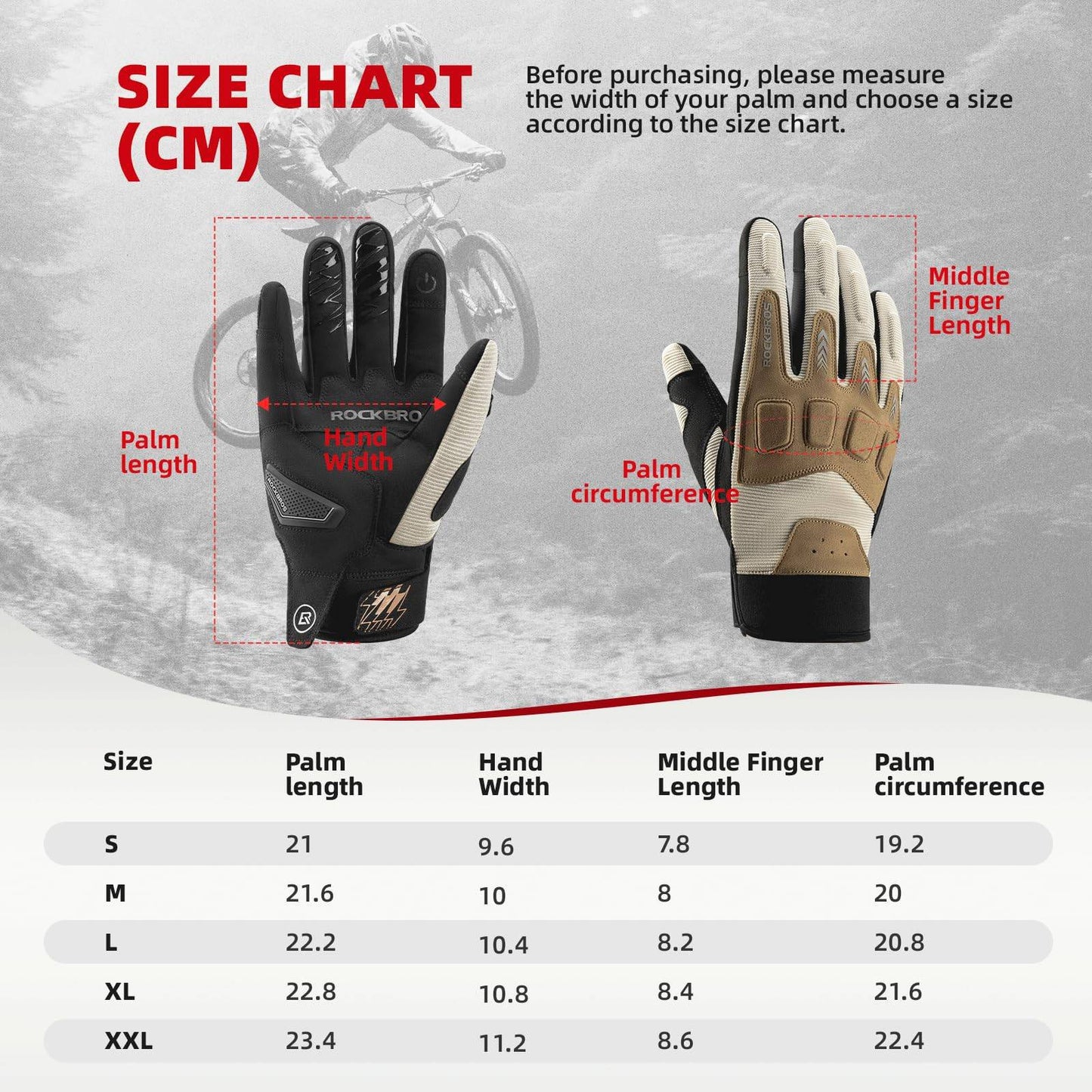 Fahrradhandschuhe Winter Herbst Herren MTB Stoßdämpfend Handschuhe ROCKBROS