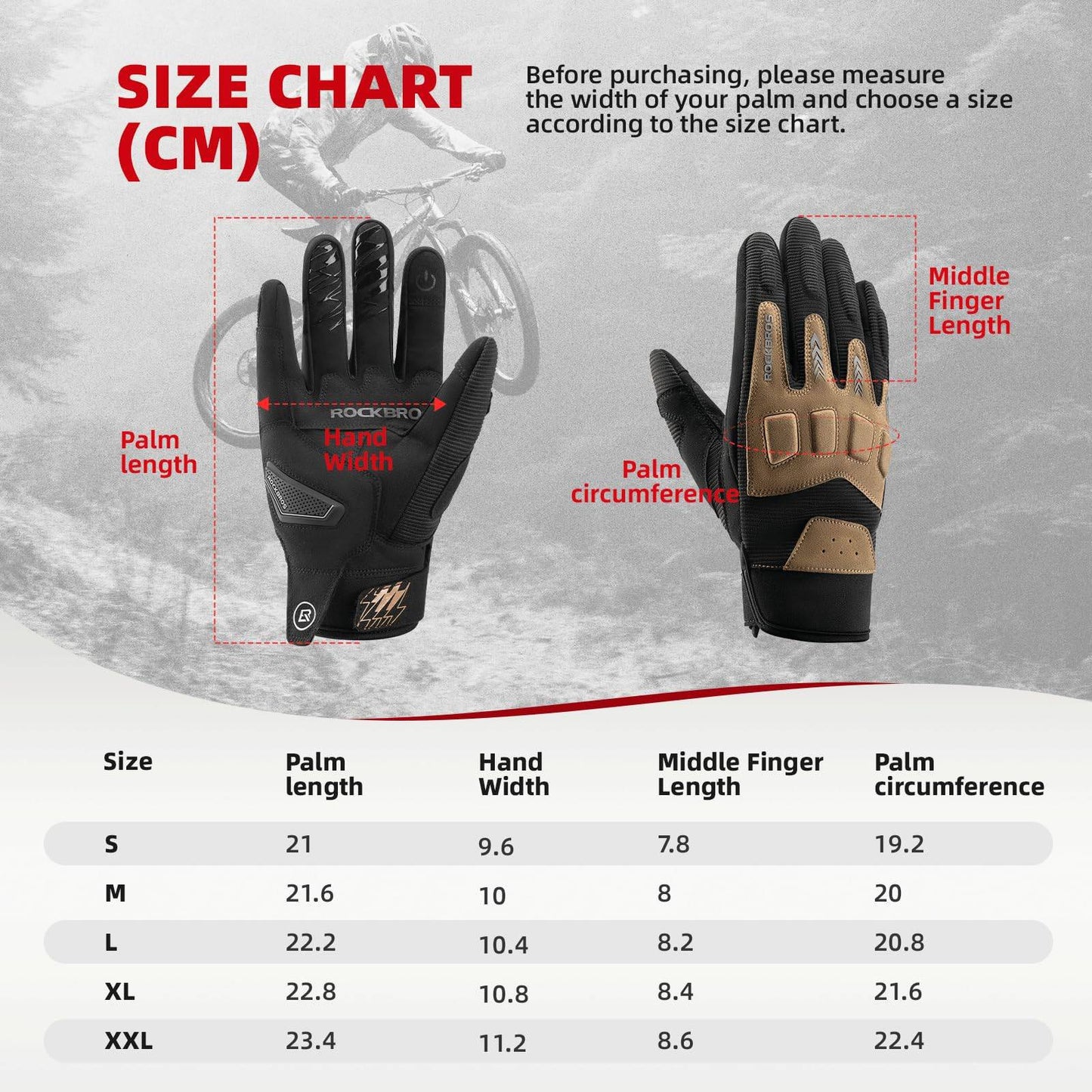 Fahrradhandschuhe Winter Herbst Herren MTB Stoßdämpfend Handschuhe ROCKBROS